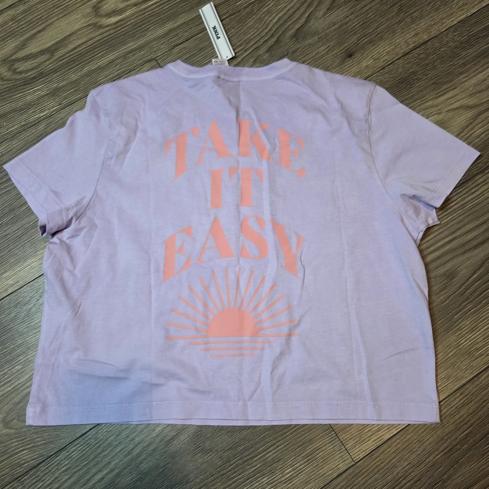 PINK Victoria's Secret Lavender Tee with Coral Print NWT medium